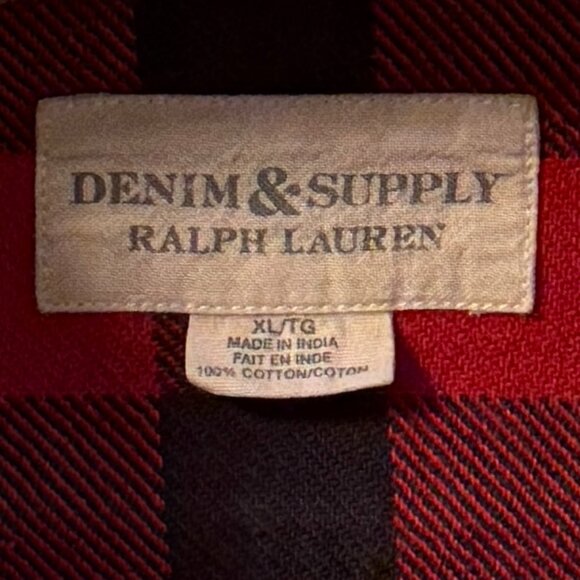 Ralph Lauren Denim & Supply Buffalo Plaid Flannel Work Shirt Size XL - Picture 4 of 7